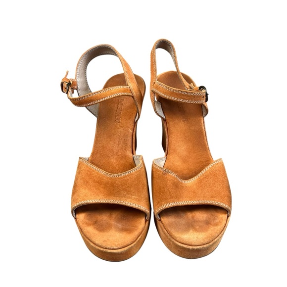 Sundance Great orange suede wedge ankle strap sandals SZ 40 - Picture 2 of 5